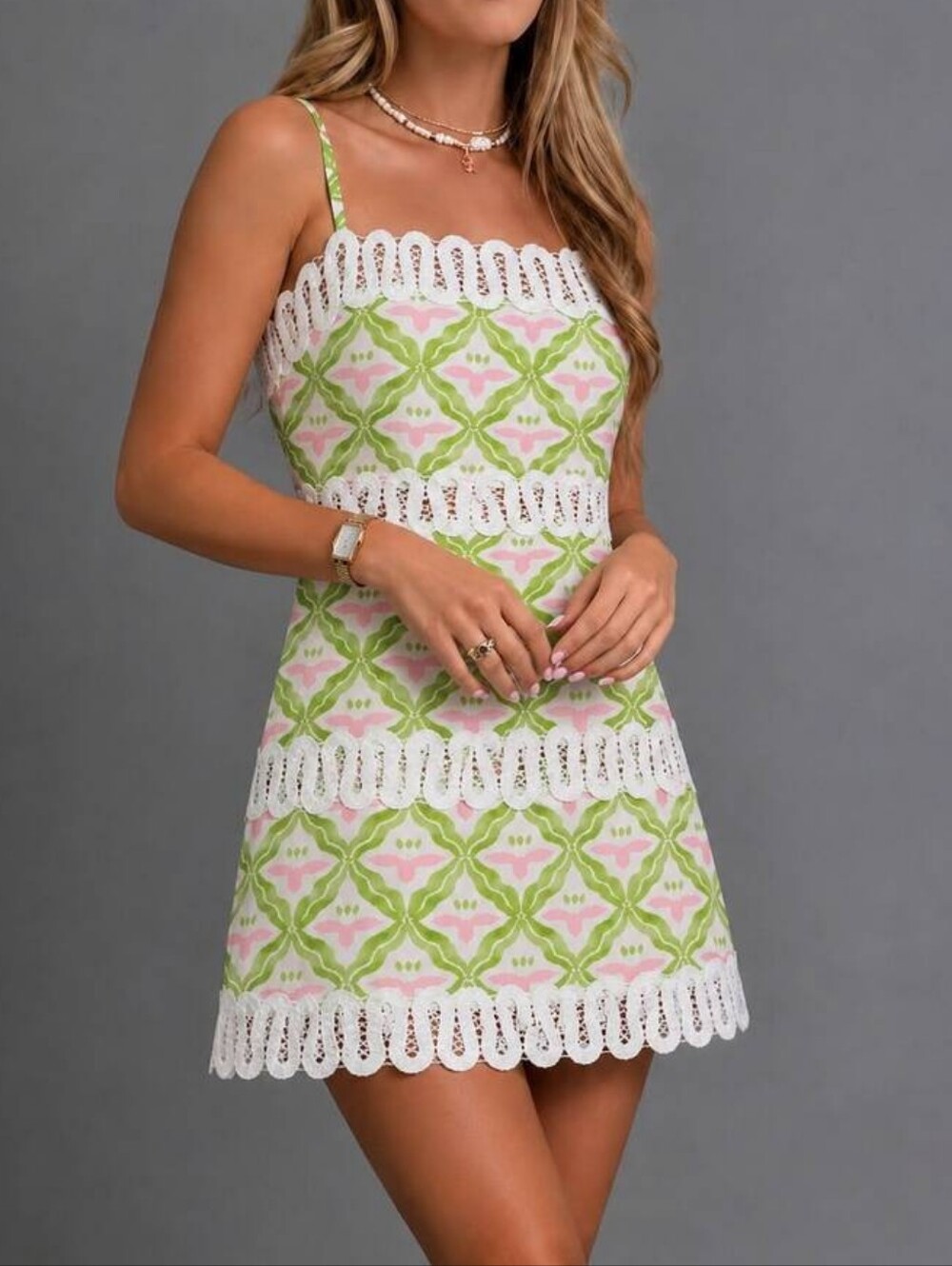 Women's Floral Print Corset Mini Dress, Spaghetti Strap With Lace Trim, Y2K